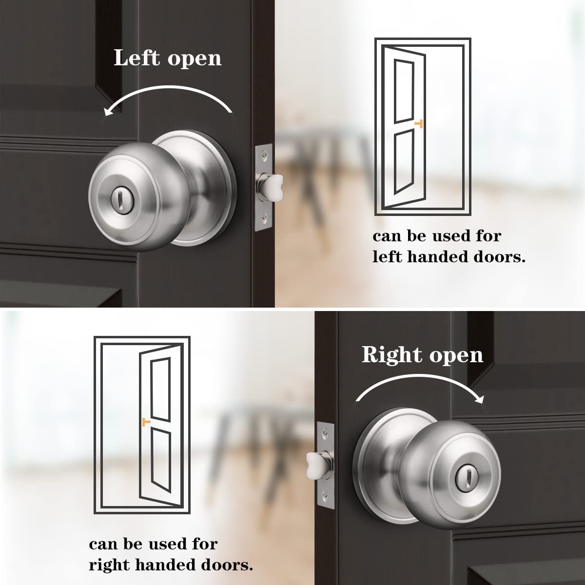Brushed Nickel Bed/Bath Door Knobs, Satin 10 Pack,