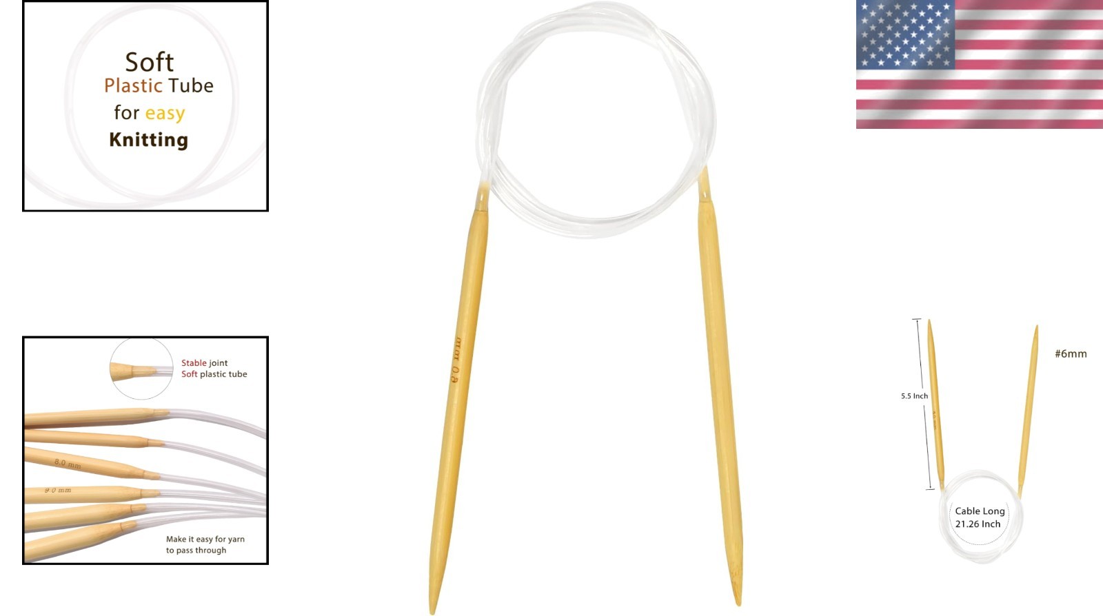 Versatile Bamboo Circular Knitting Needles 6.0mm - Complete Accessory Kit
