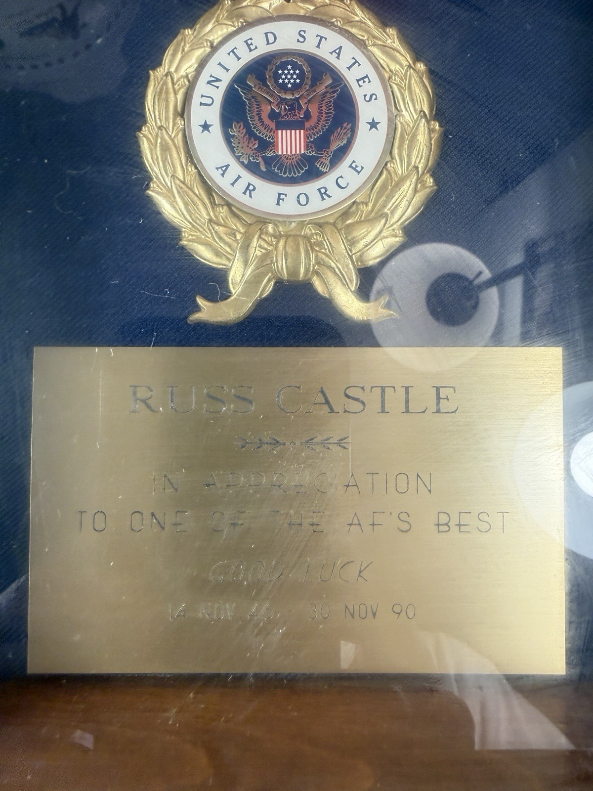 Large US Air Force Flag Display Case 25” Shadow Box Medal Plaque