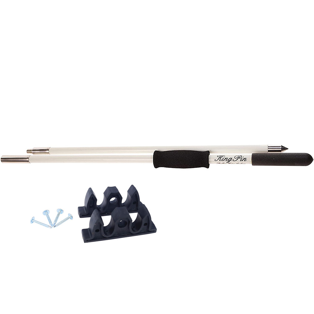 Panther 12FT King Pin Boat Anchor Pole 2-Piece White Fiberglass Stainless Tip
