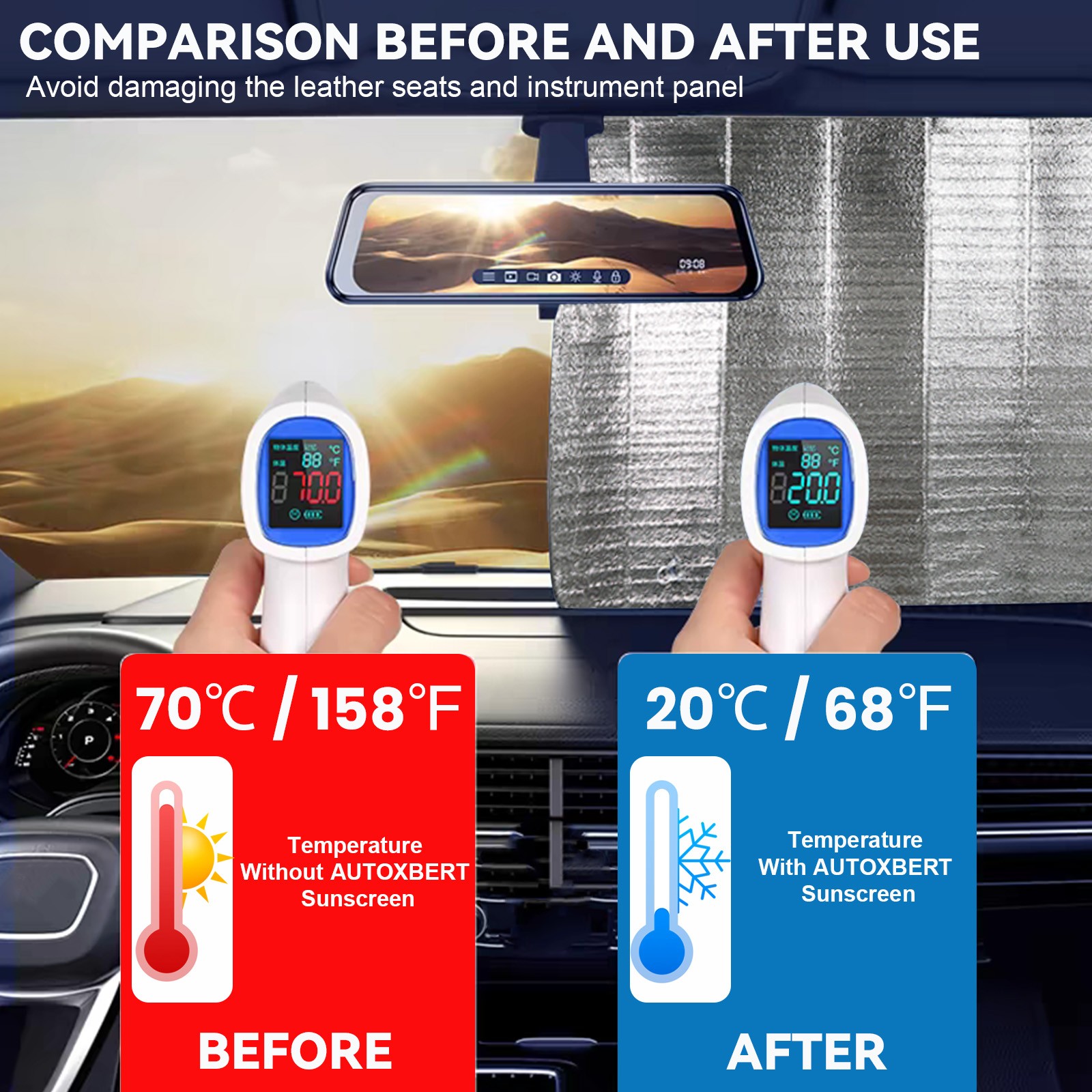 2 Sets Car Windshield Front Window Sun Shade Shield Cover Visor Block Universal