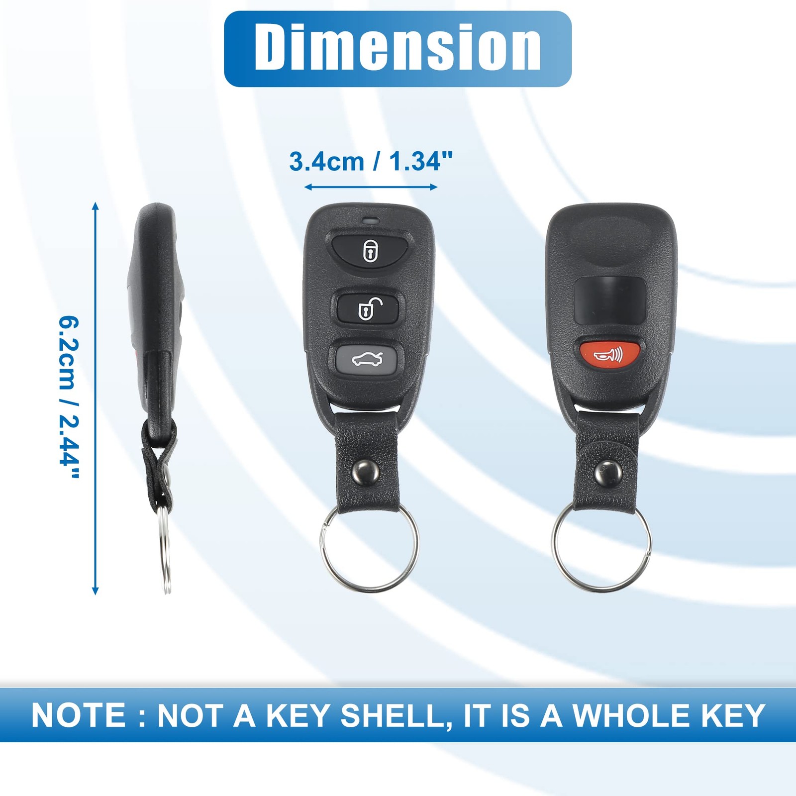 2pcs 315MHz 4 Button Car Keyless Entry Remote Control Key Black 2.44"x1.34"
