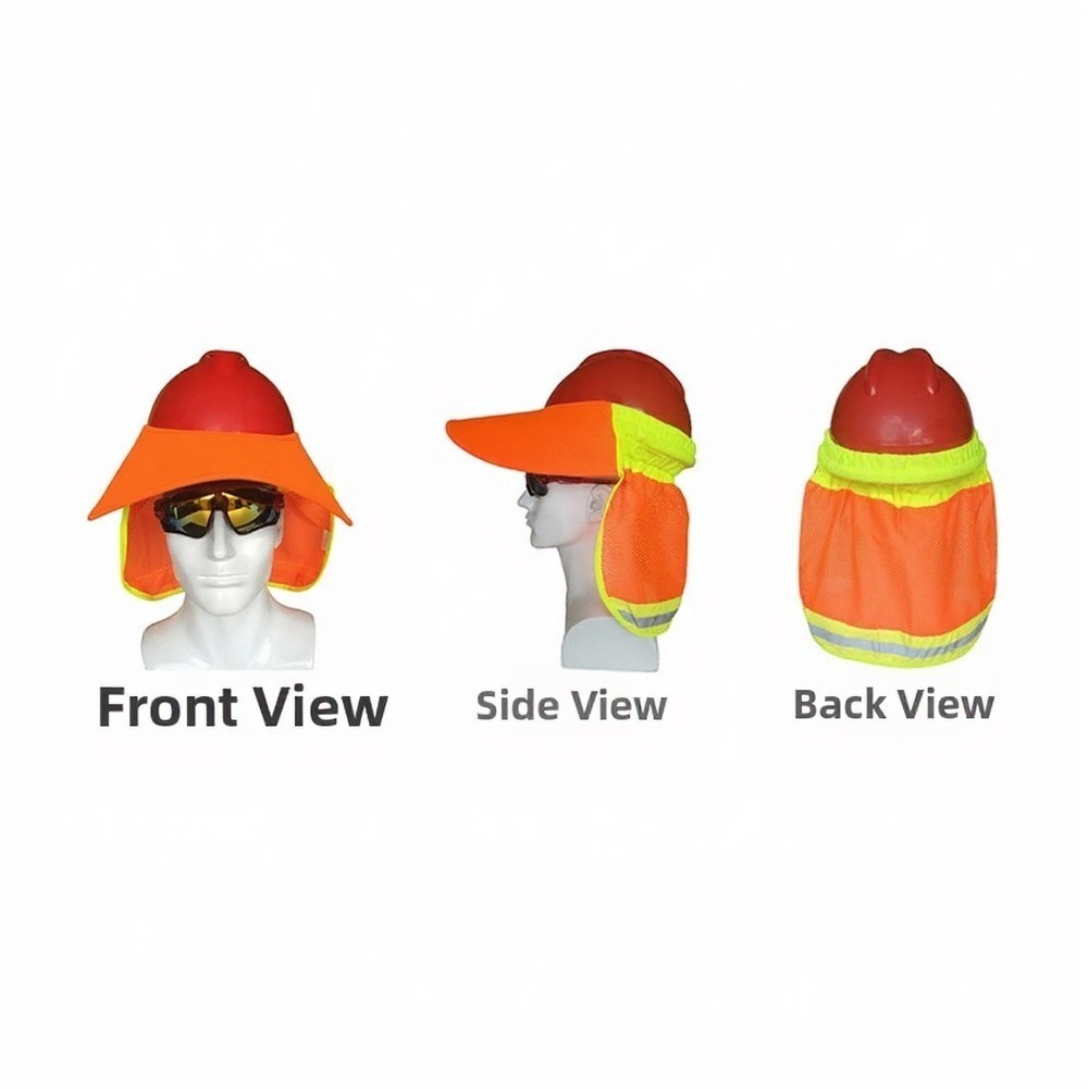 Hard Hat Sun Shade Kit with 39x27x0.6cm Brim and Ice Silk Neck Gaiter Pair