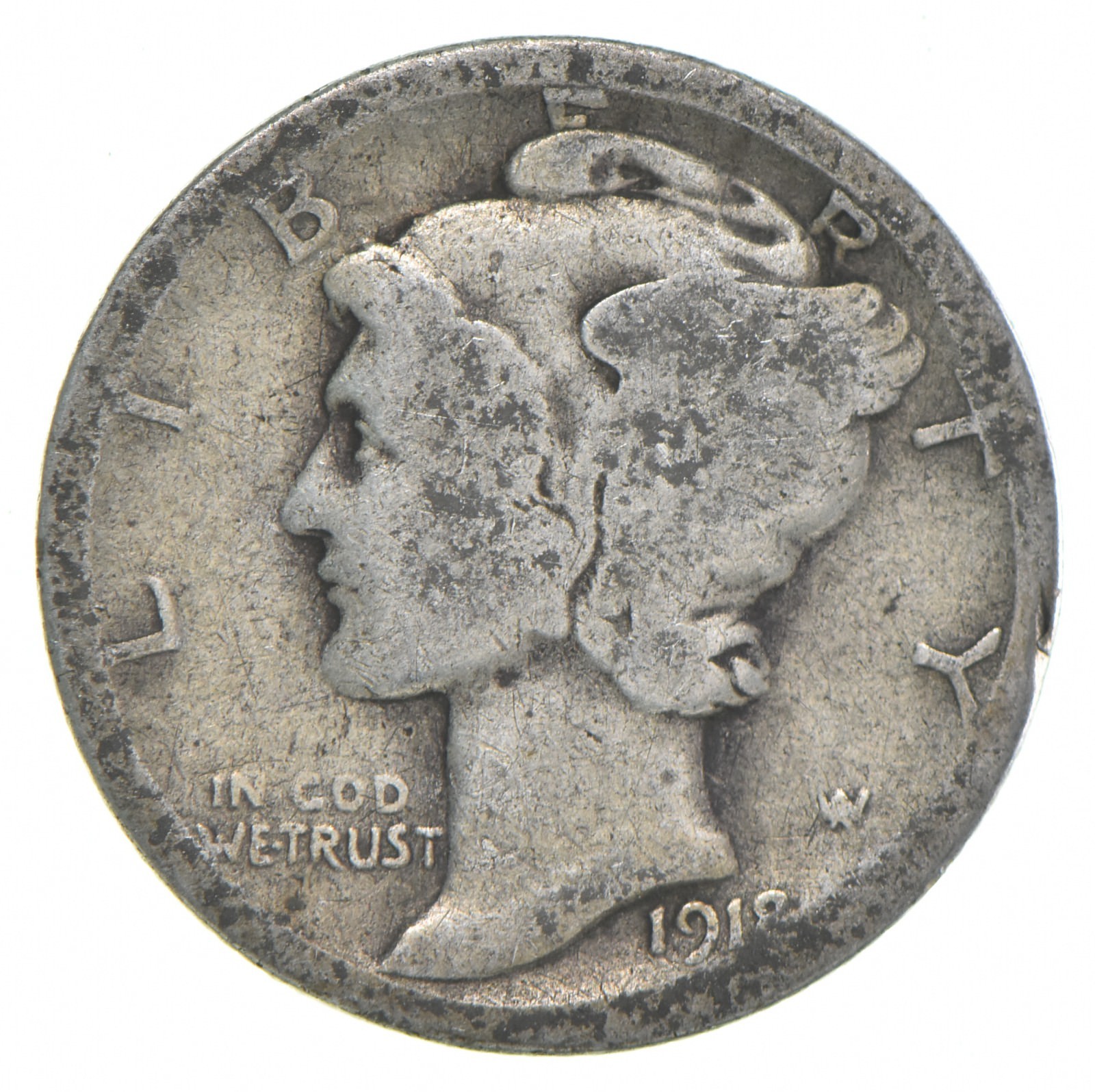 G+ 1918 Mercury 90% Silver Dime