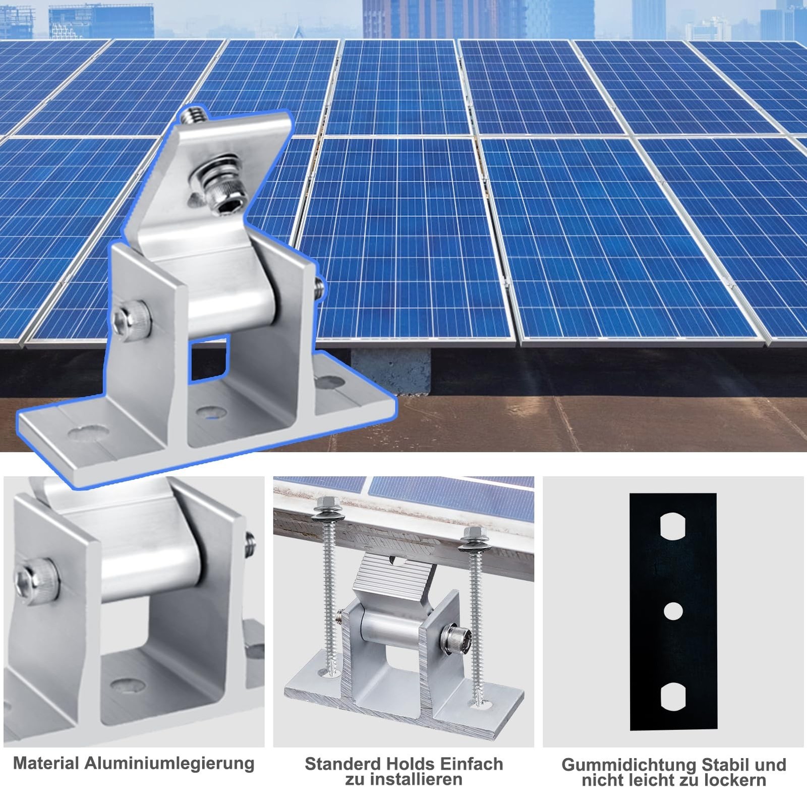 Solar Panel Mounting Brackets, 8PCS Adjustable RV Solar Panel Mount, Tilt Ang...