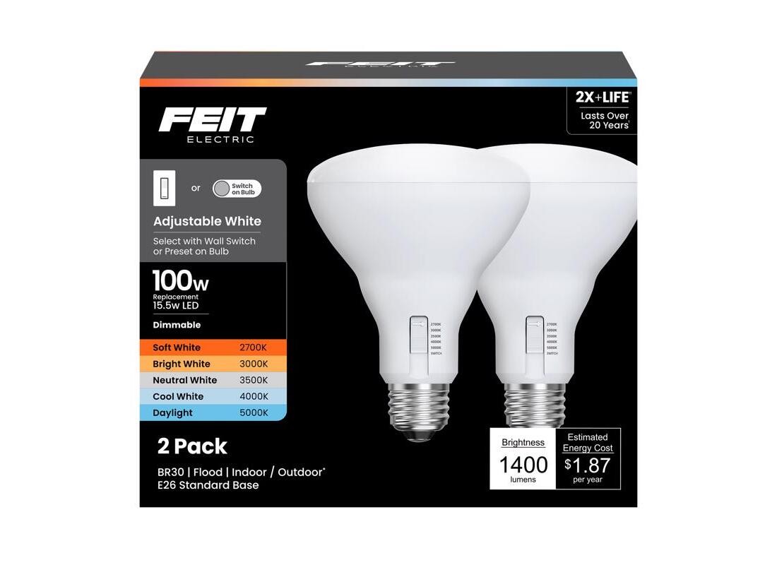 LED Bulb BR30 E26 (Medium) Adjustable White 100 Watt Equivalence White