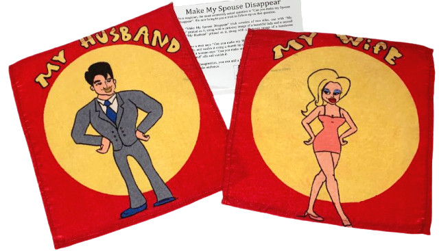 Comedy MAKE MY WIFE DISAPPEAR 8" SILKS 2 Magic Trick Vanish Spouse Husband Gag