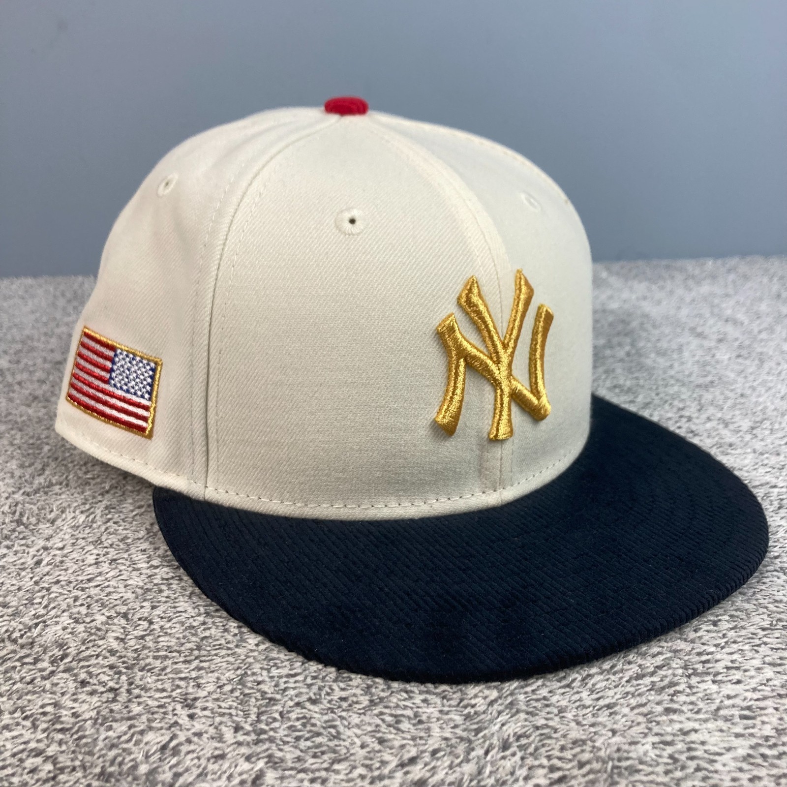 New Era NY Yankees Hat Cream 59Fifty Fitted MLB New York Corduroy PS Reserve