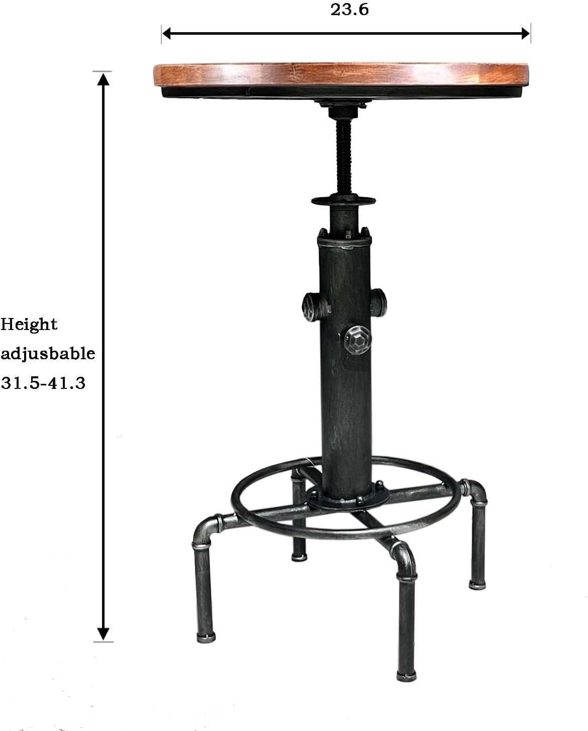 Industrial Bar Table 31.5-41.3" Adjustable Pub Table Kitchen Dining Coffee