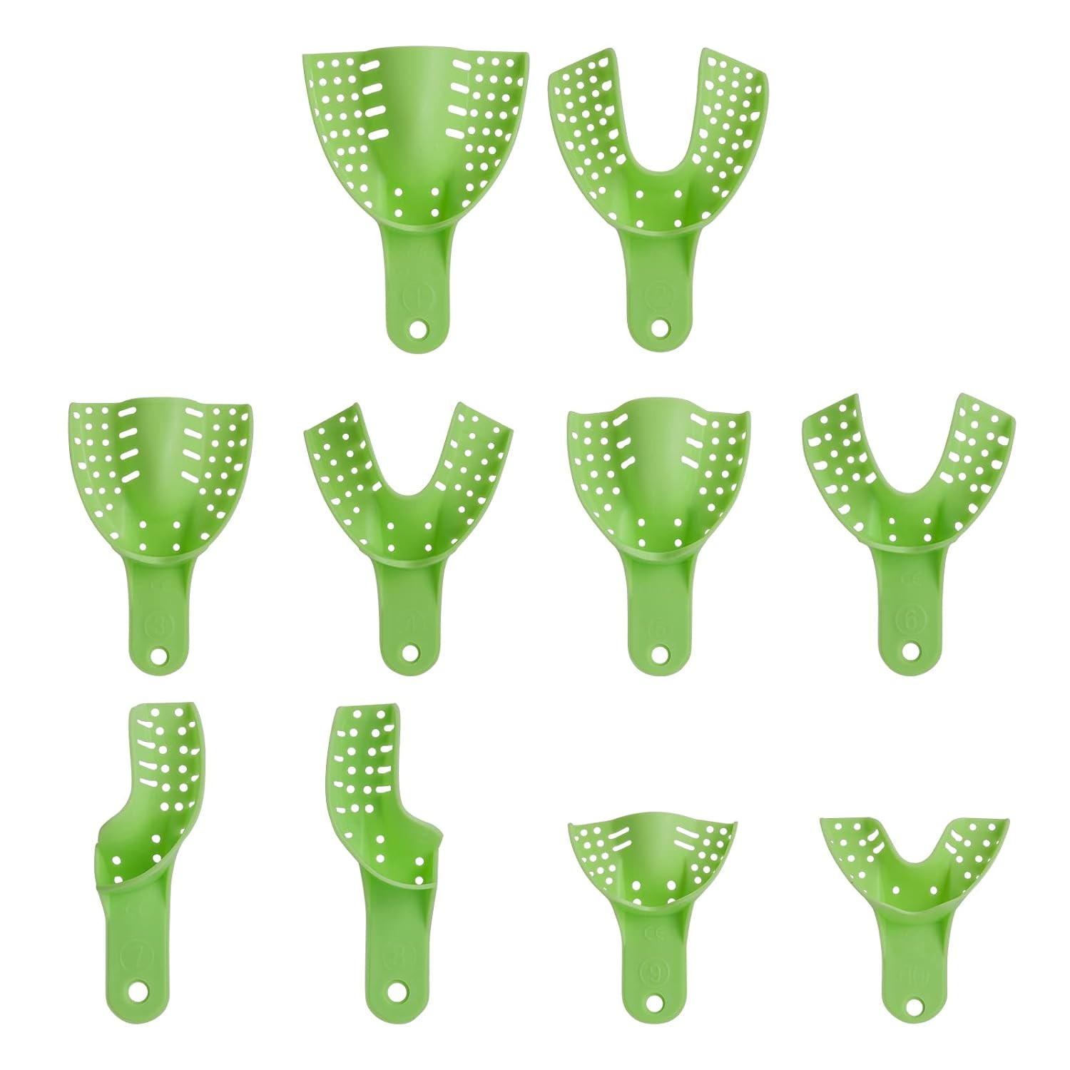 10 PCS Dental Impression Trays Disposable Plastic Small Medium Large Autoclavab