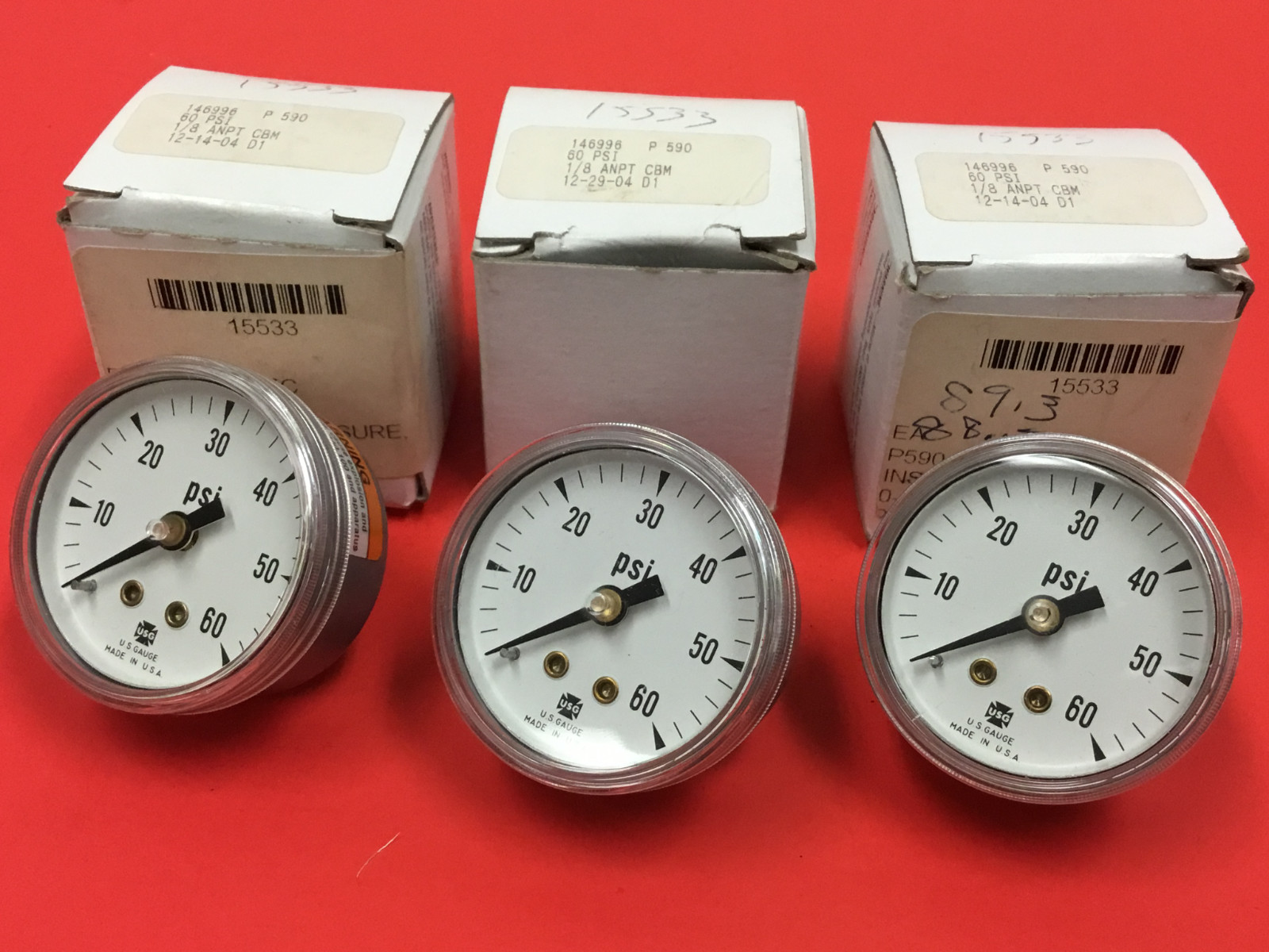 USG - Pressure Gauge - 0-60 PSI - LOT F (3) - NEW