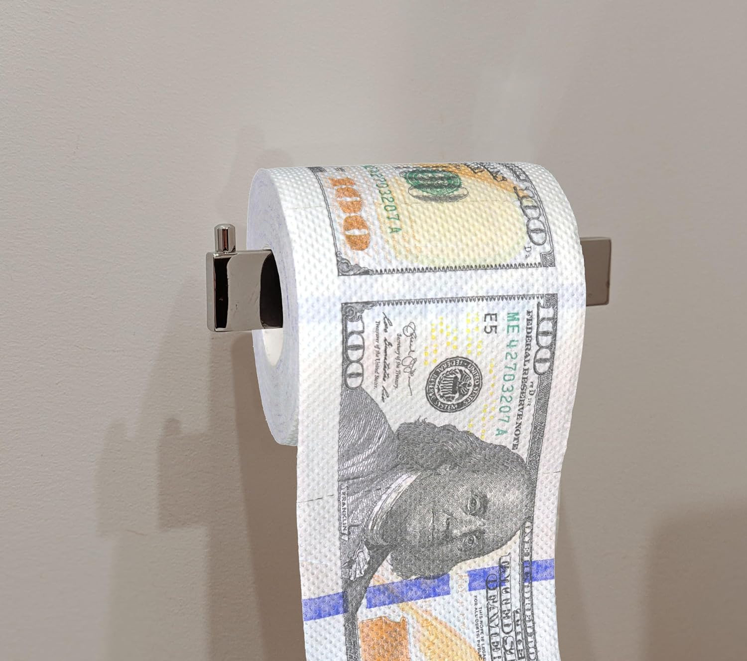 Iconikal 240-Sheet Gag Joke Money Toilet Paper, $100 Dollar Bill, 1 Roll