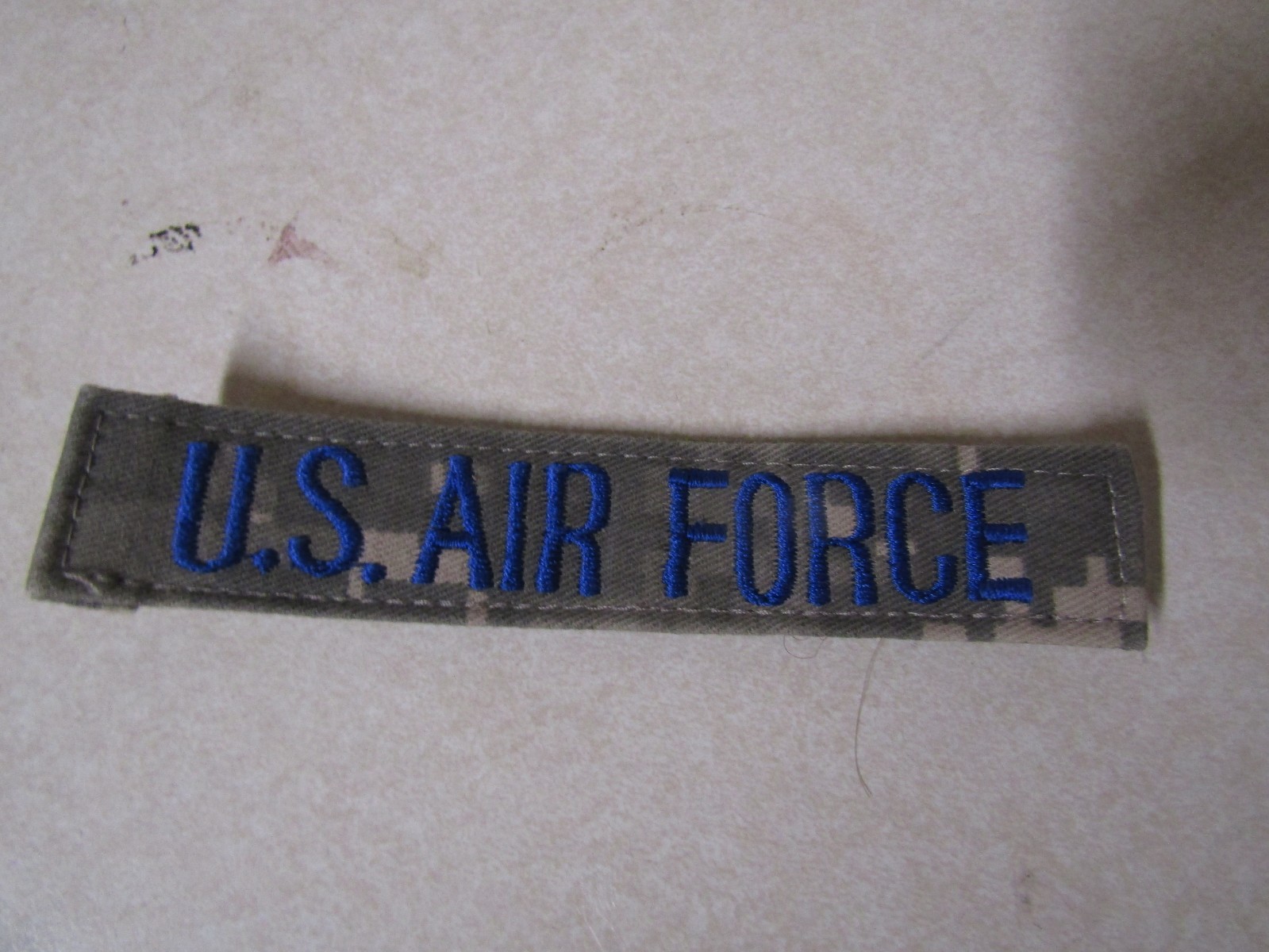 MILITARY PATCH US AIR FORCE NAME TAPE TAG DIGITAL HOOK & LOOP BLUE LETTERS