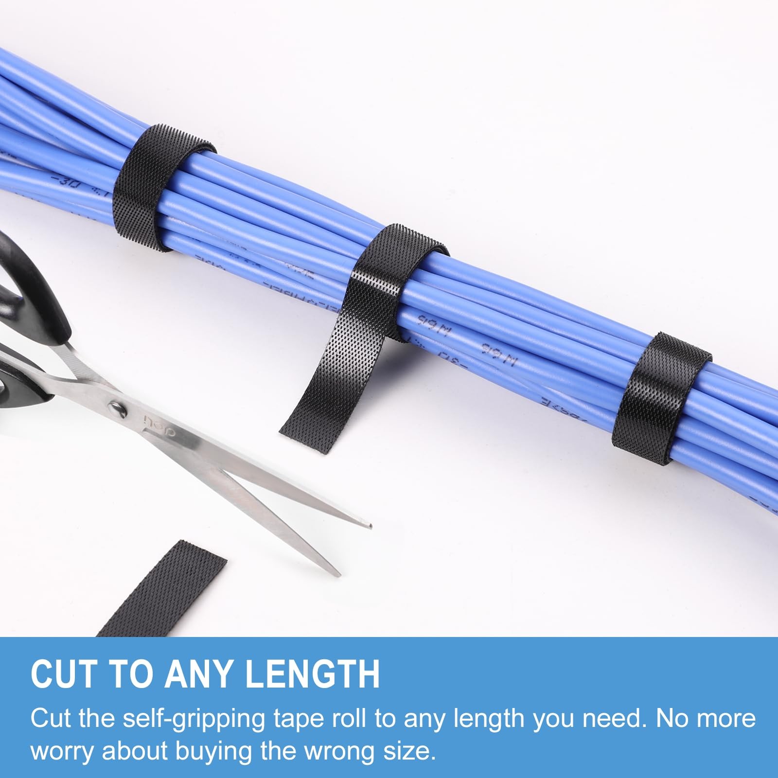 1 in X 30 Ft Hook and Loop Roll | Double-Sided Strips, Self-Gripping Straps | Re
