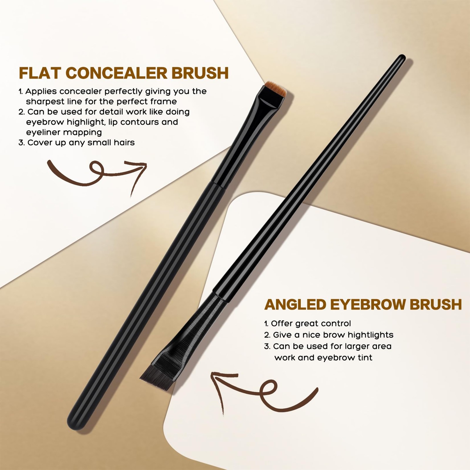 4 PCS Eyebrow Brush Set Angled Flat Concealer Precise UltraThin Tint