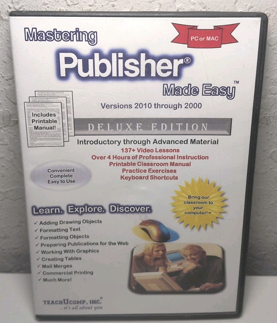 Mastering Publisher Made Easy Deluxe Edition Versions 2000-2010 PC MAC CD ROM