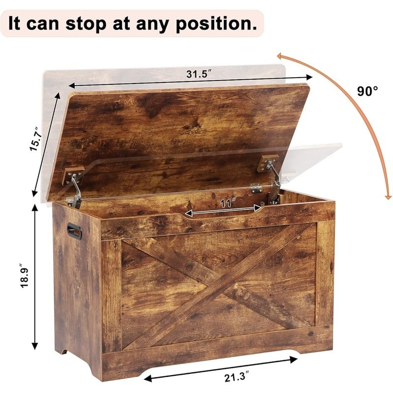 Multifunctional Storage Bench W/ Safety Hinges & Large Capacity Home Use