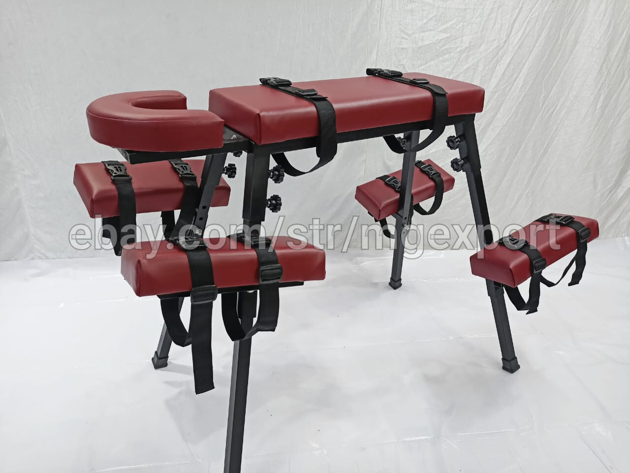 Portable Bench With Headrest Wine Color