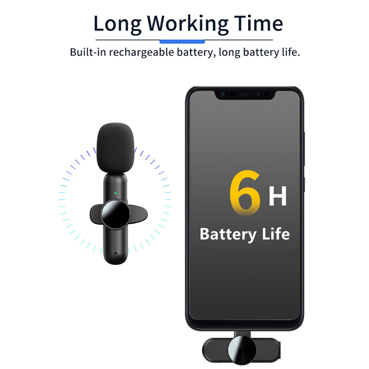 2 Pack Mini Wireless Lavalier Microphone Audio Video Recording for iPhone iOS