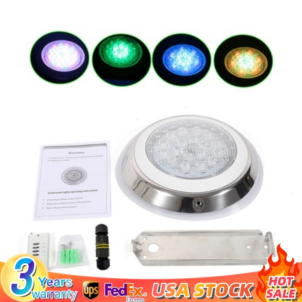 54W RGB LED Swimming Pool Light Underwater SPA Waterproof Lamp W/ Remote Control