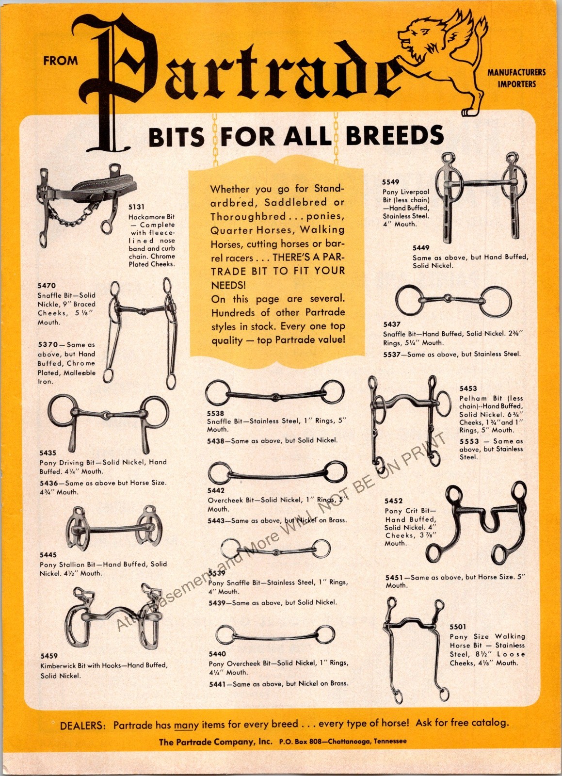 1965 Partrade Bits Horse Print Ad Ephemera Wall Art Decor