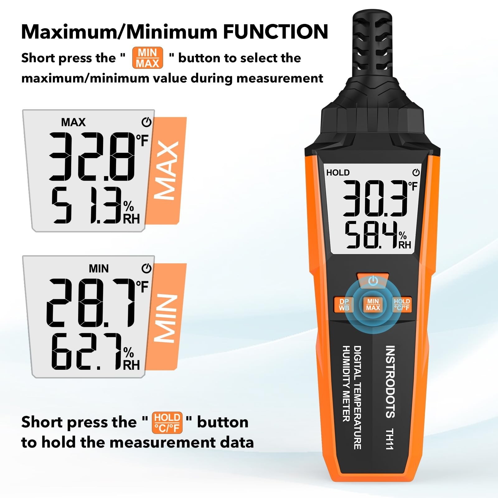 Temperature Humidity Meter, High Precision Digital Hygrometer with Ambient, D...