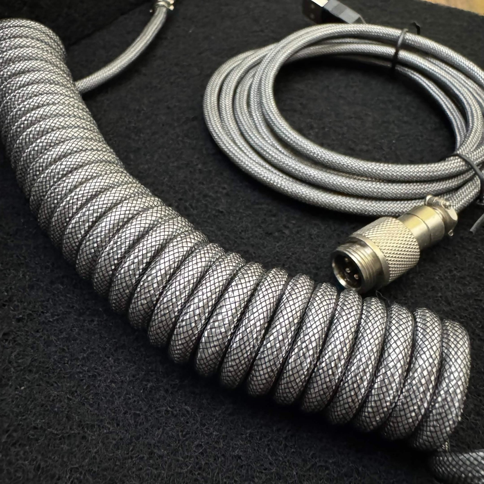 Double Sleeved Coiled Cable with Aviator | USB-C to USB-A | Mechanical Keyboard