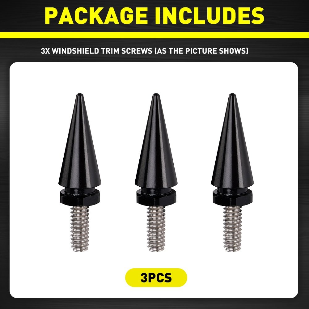 3PCS Windscreen Windshield Spike Screws For Harley Electra Glide 1996-2013 Black