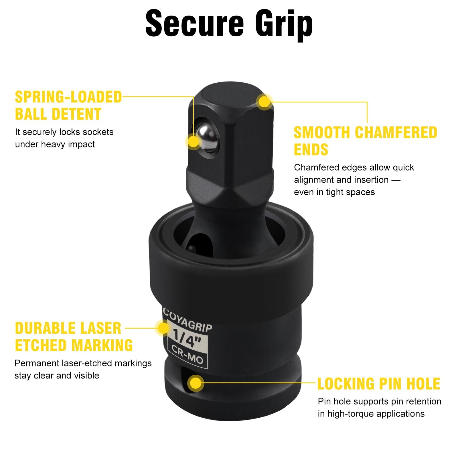 Impact Universal Joint Swivel Socket Set, 3-Piece 1/2'', Black