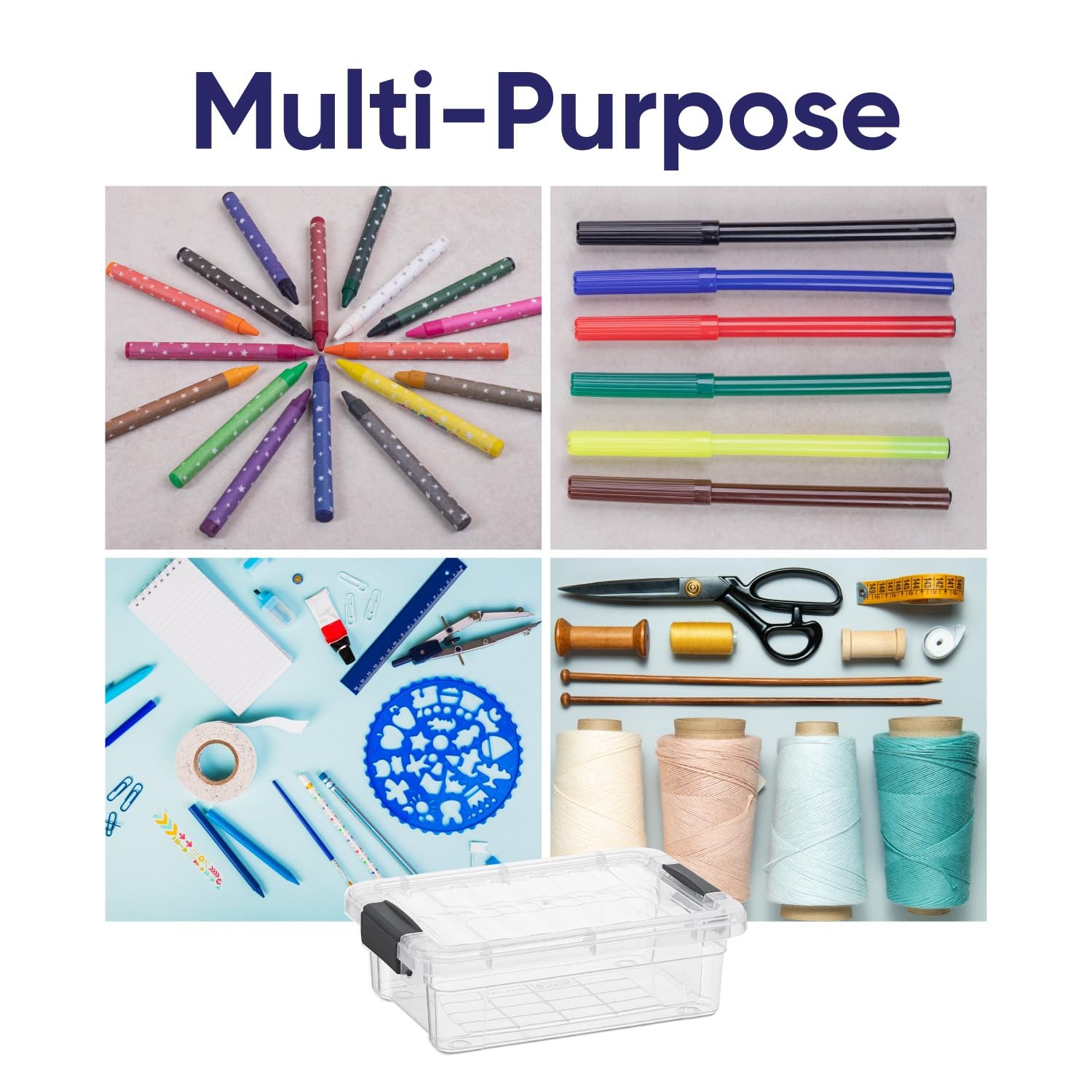 Mini Storage Container Plastic Crayon Box Art Supplies and Sewing Case Stacka...