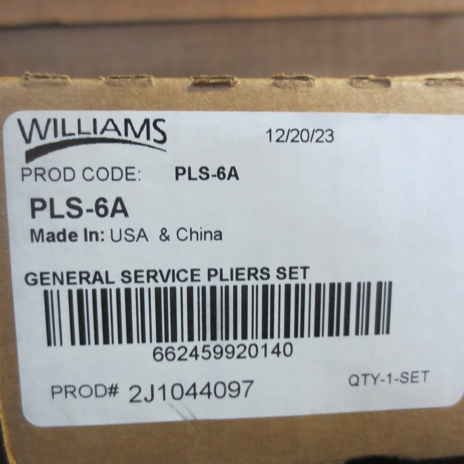 Williams General Service Pliers Set 5 Pcs- PLS-6A