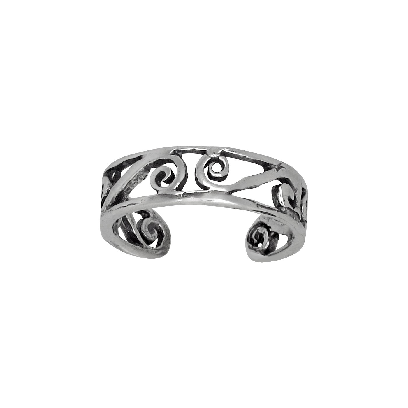 Sterling Silver Multiple Reverse Spirals Toe Ring adjustable size | Made In USA