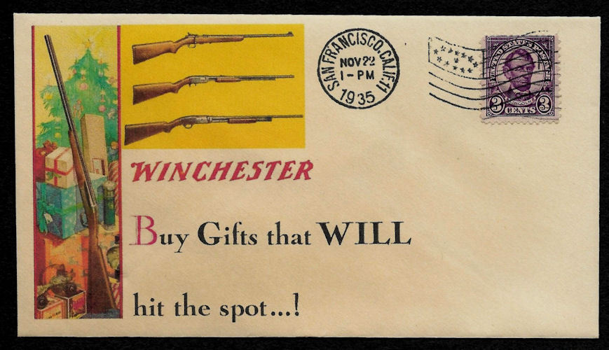 1935 Winchester Rifles Featured on Xmas Collector's Envelope *OP220