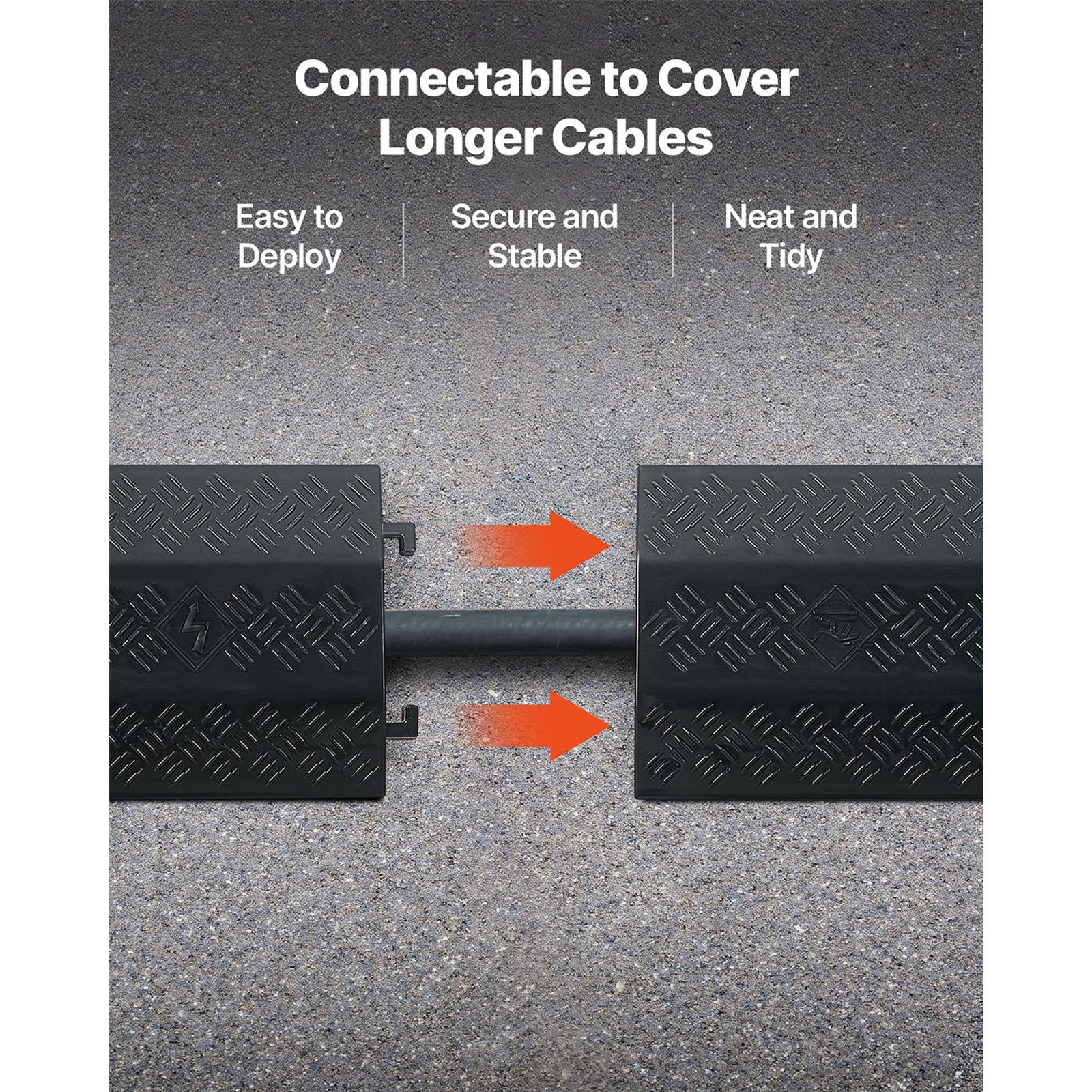 Heavy Duty Cable Protector Ramp, 500 lbs Axle Load, 3 Pack