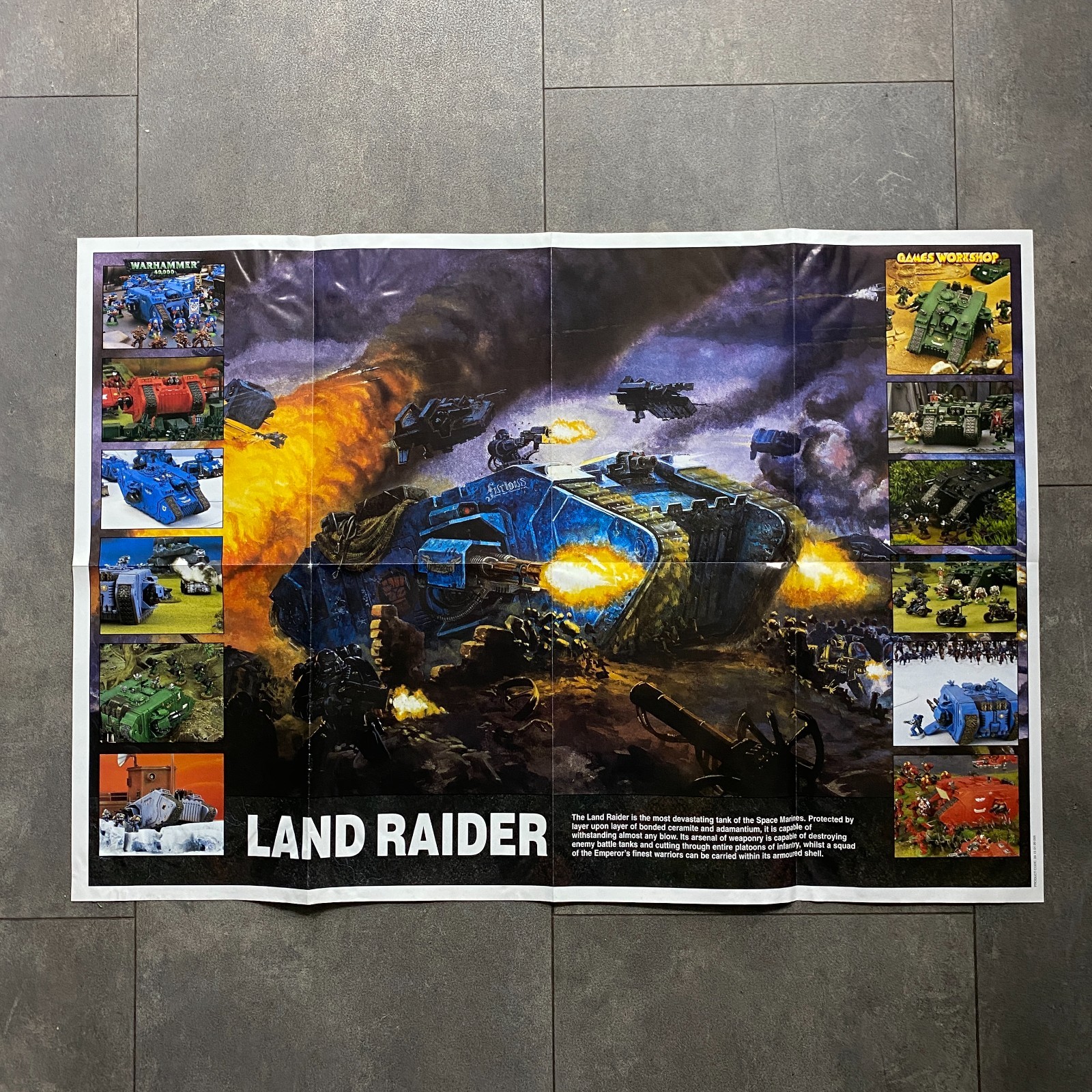 LAND RAIDER DOUBLE SIDED WARHAMMER 40,000 POSTER GAMES WORKSHOP SPACE MARINES