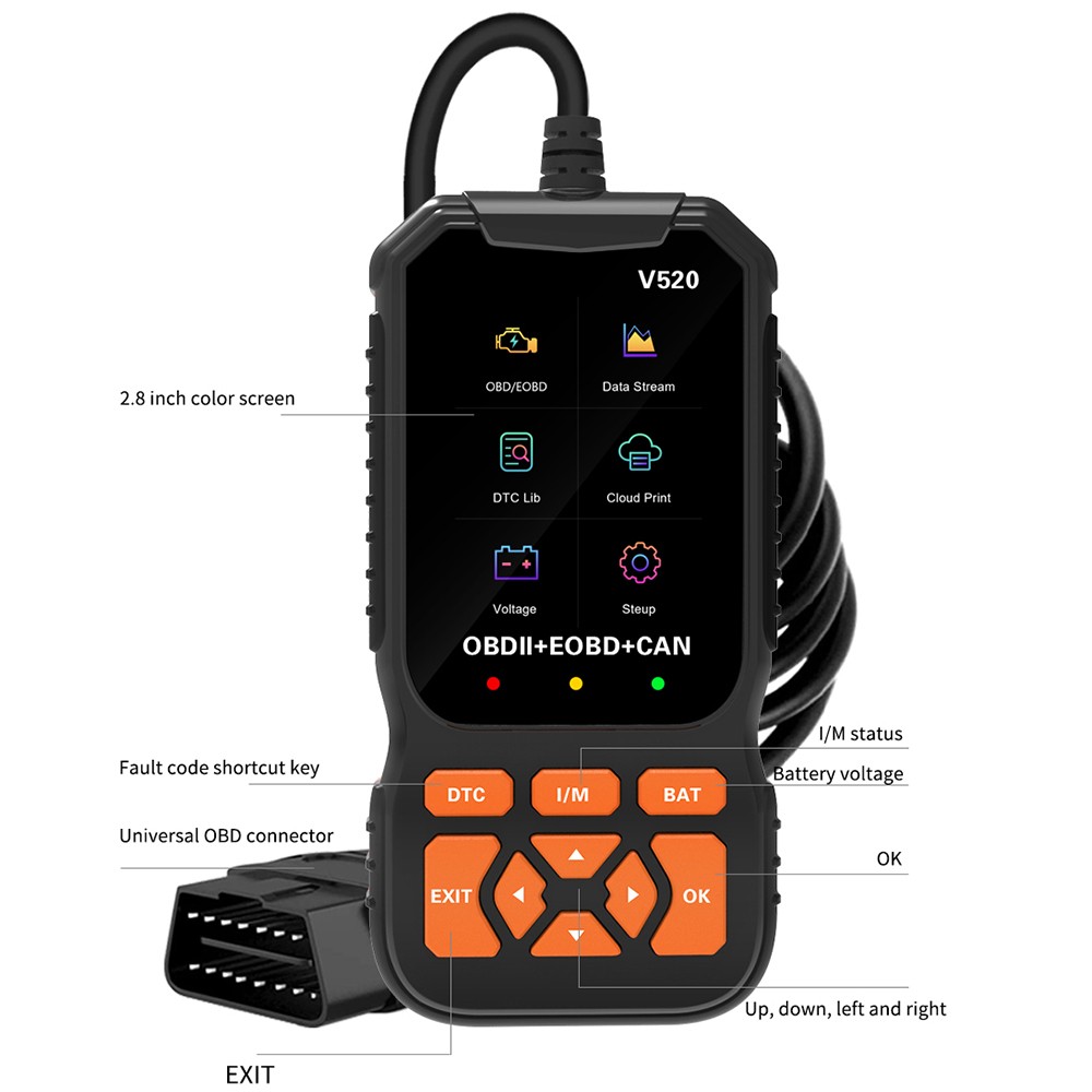 V520 OBD2 Scanner Professional Auto Engine System Automotive Car Diagnostic Tool