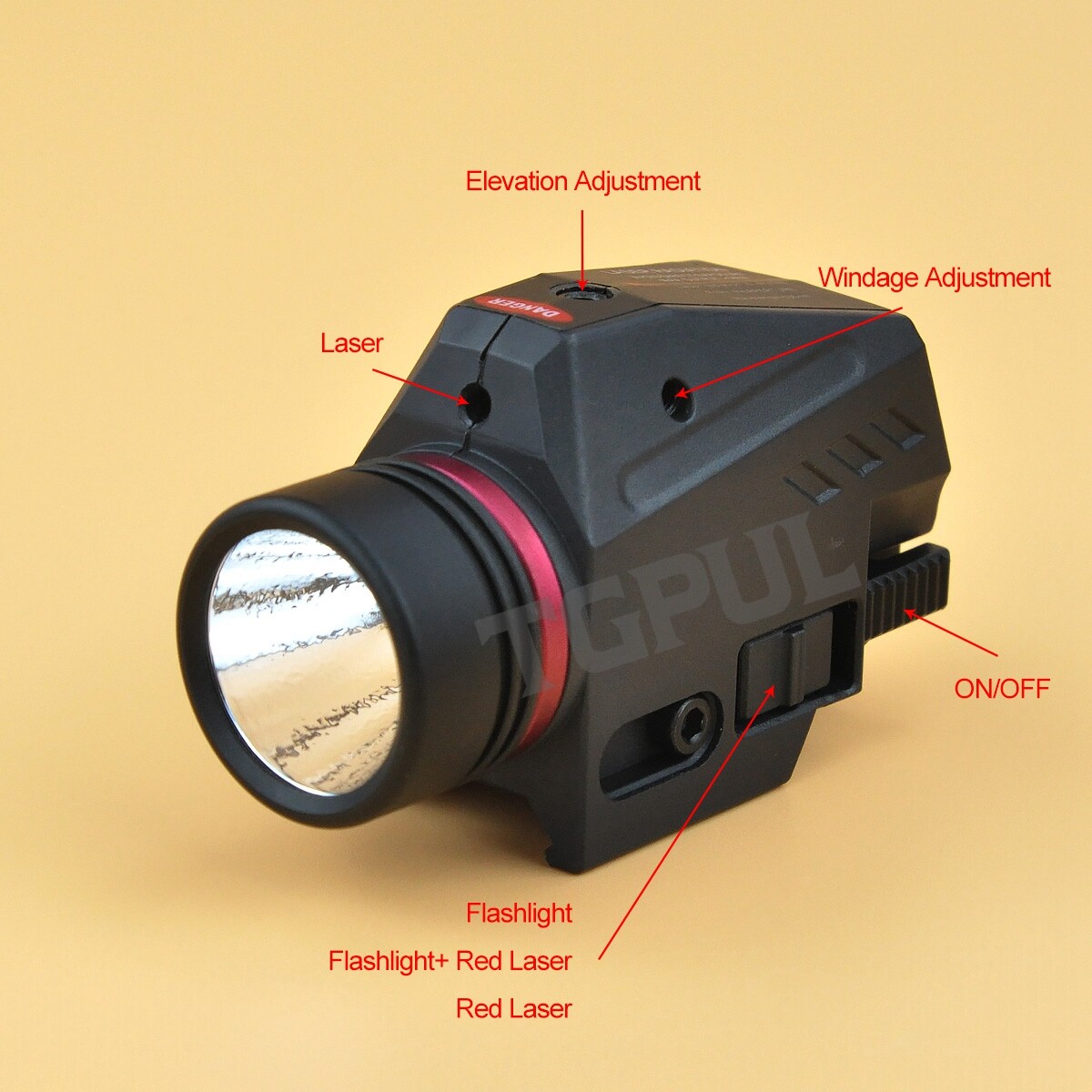 Combo LED Flashlight Red Dot Laser Sight Fit 20mm Rail Pistol Glock 17 19