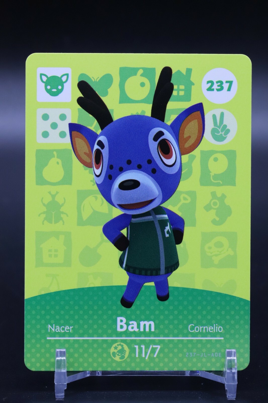 Bam # 237 Animal Crossing Amiibo Card AUTHENTIC Series 3 NEW NEVER SCANNED!