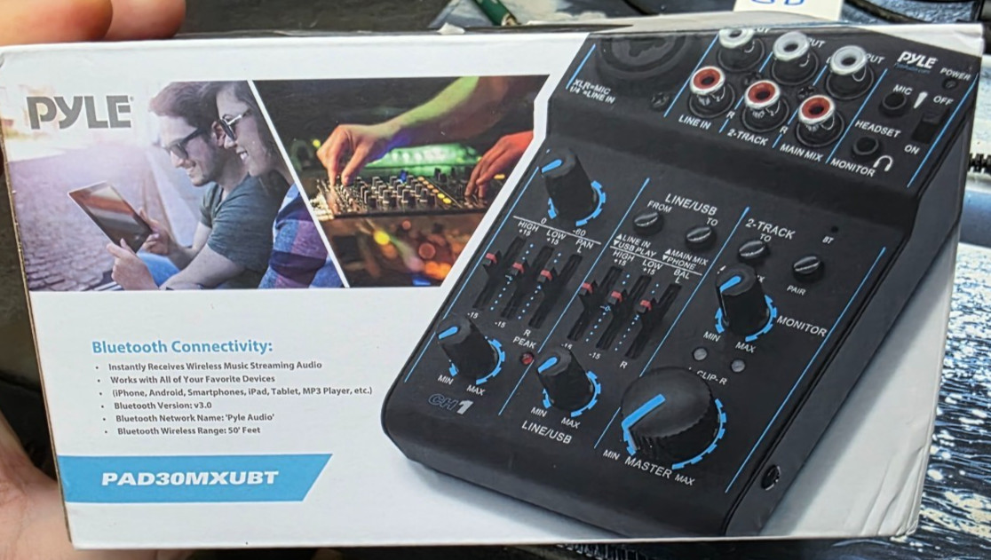 Pyle Digital 3-Channel Mixer DJ Controller Audio Interface w/USB Port PAD30MXUBT