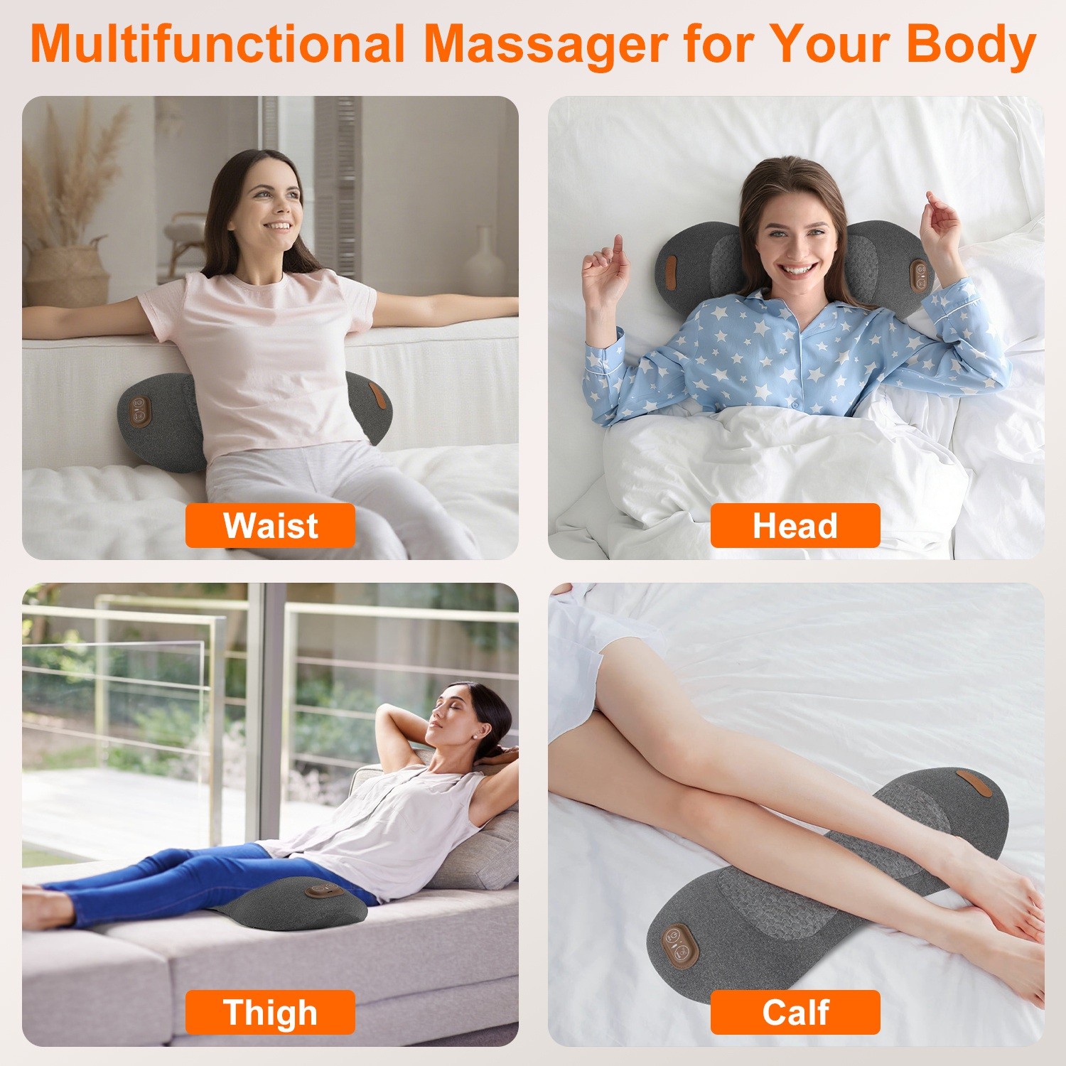 3 In 1 Electric Lumbar Massager Support Pillow Memory Foam Lower Back Massager