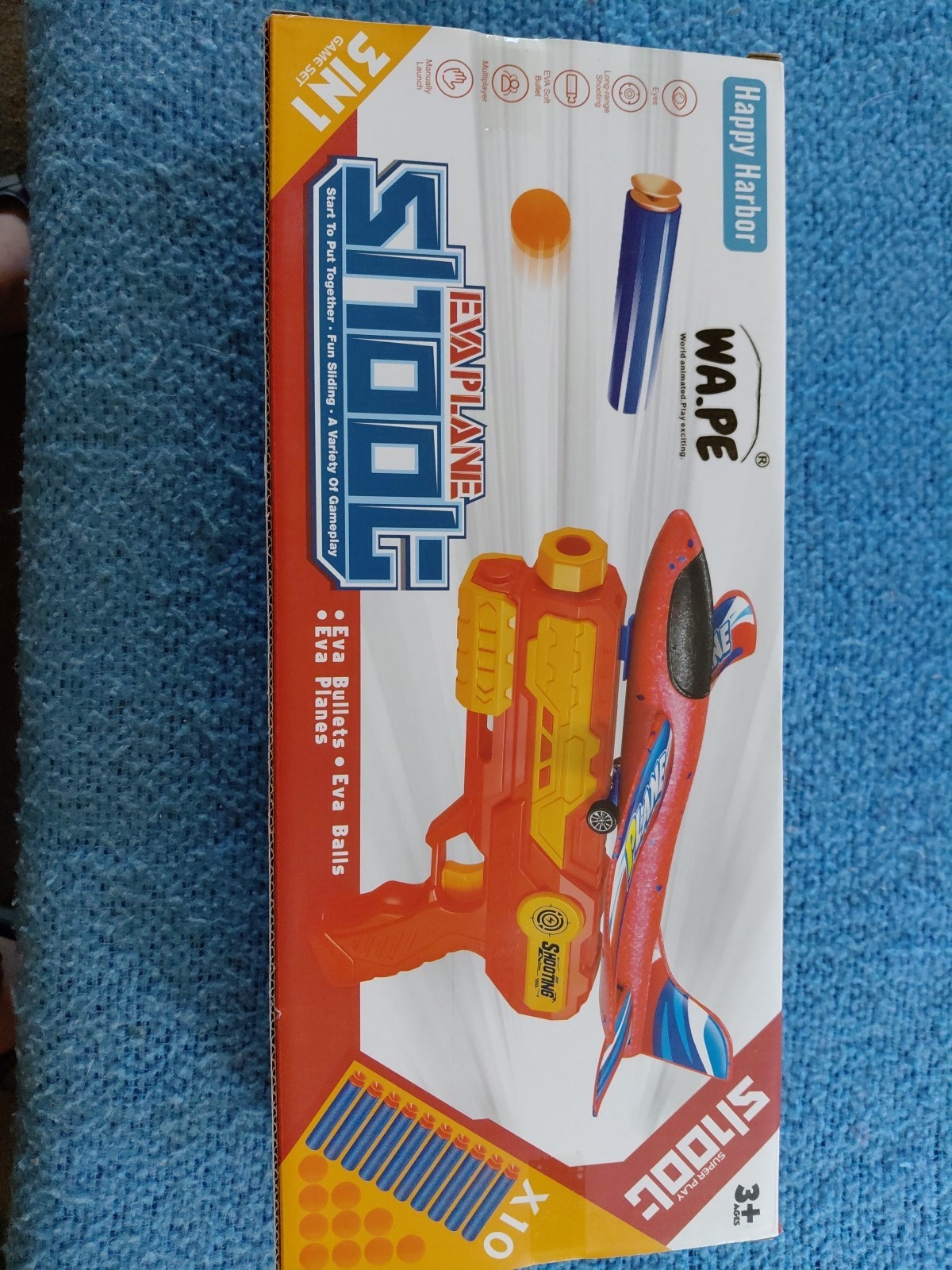 Happy Harbor EVA Plane Shoot 3-in-1 Toy Gun Set with Foam Darts & EVA Balls