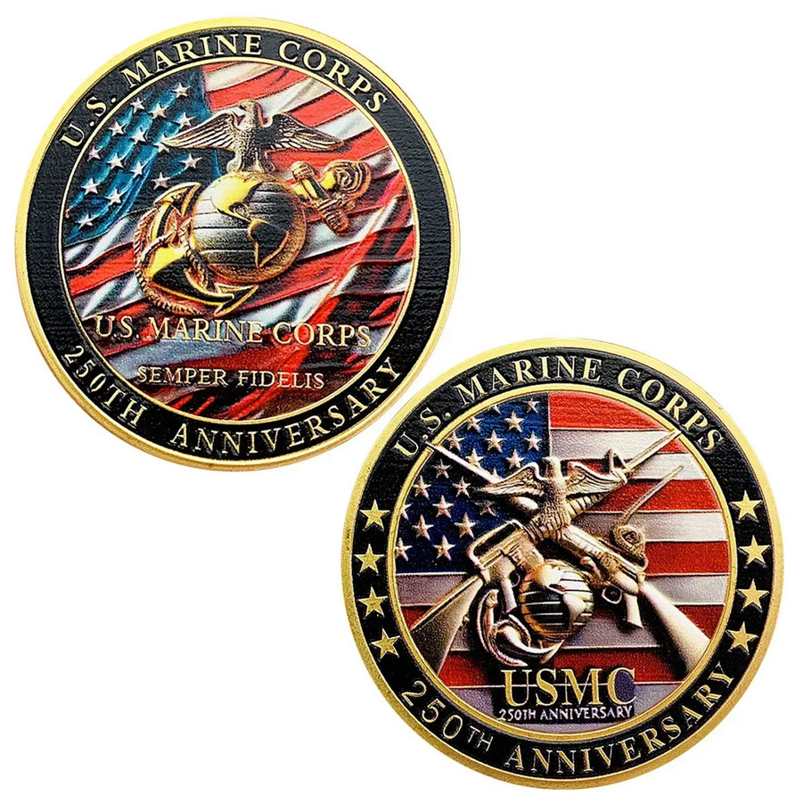 Marines 250 Anniversary Challenge Coin Military Collectable Armed Forces 1-pc