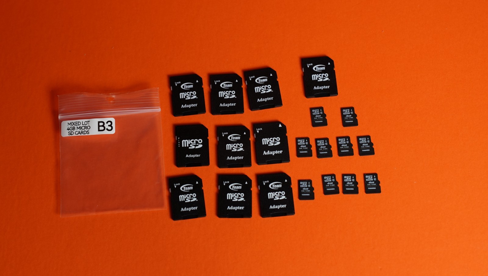 Lot of (10) Toshiba 4 GB SD SDHC Cards with Adapter Class 4 Tested & Working USA