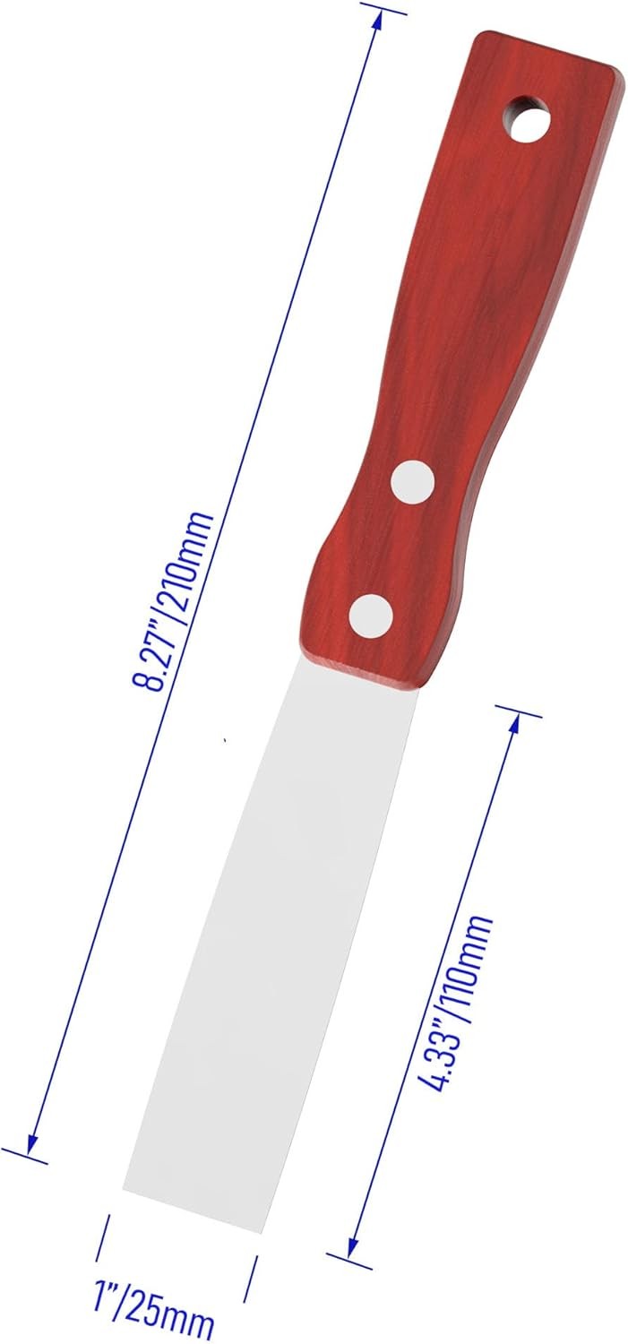 2pc Putty Knife 1 Inch Stainless Steel Scraper Set Wooden Handle Spackle Tool