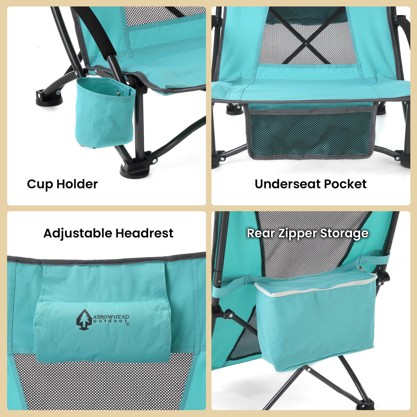ARROWHEAD OUTDOOR 2-PACK LOW SEATING + 20° RECLINING FOLDING - LIGHT BLUE
