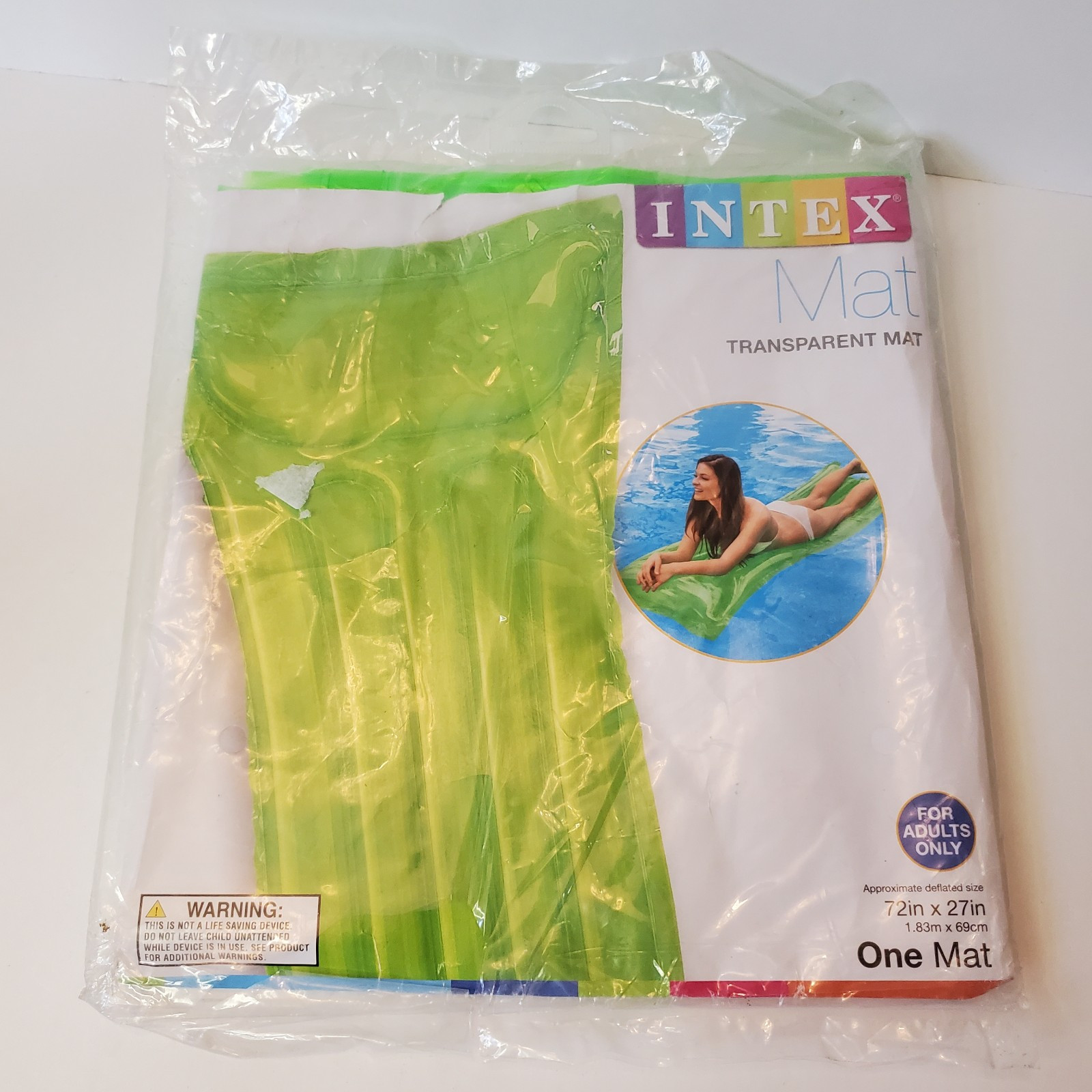 Intex Pool Inflatable Green Mat 72"x27" For Adults Summer Time Fun NEW