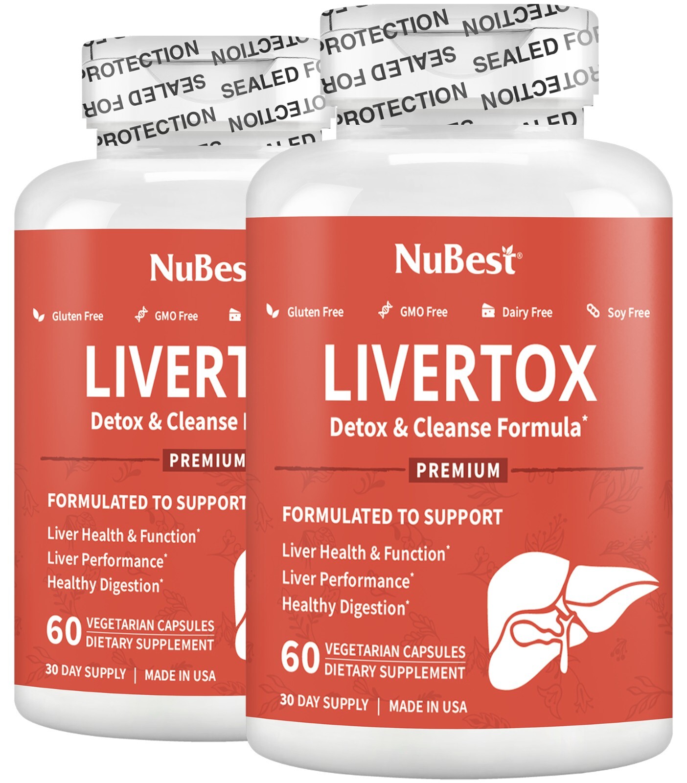 LiverTox by NuBest, Premium Liver Cleanse, Detox & Repair 20+ Herbs - Pack 2