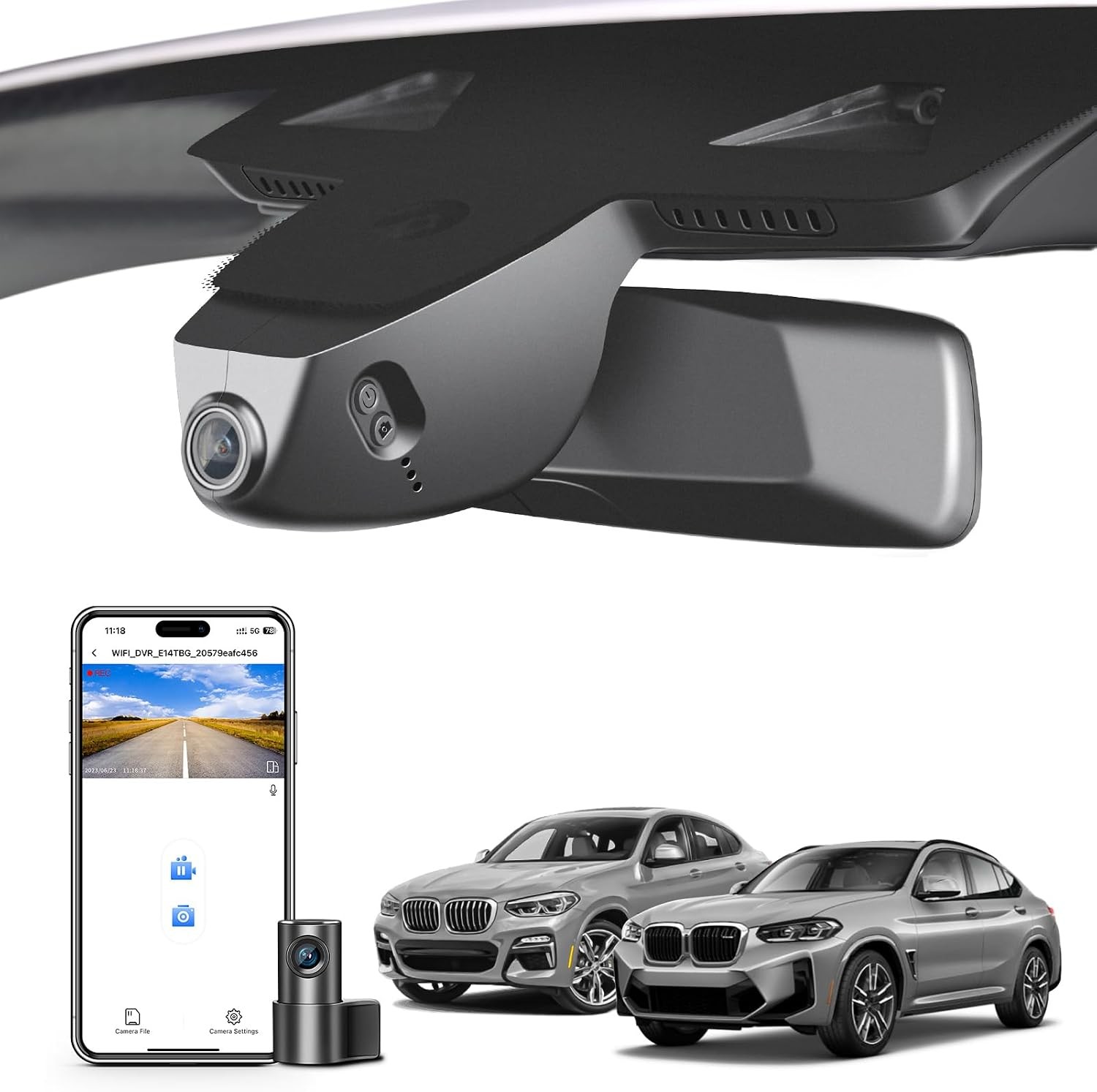 Mangoal Front 4K & Rear 1080p Dash Cam Custom for BMW X4 2019-2025 GPS Wifi APP