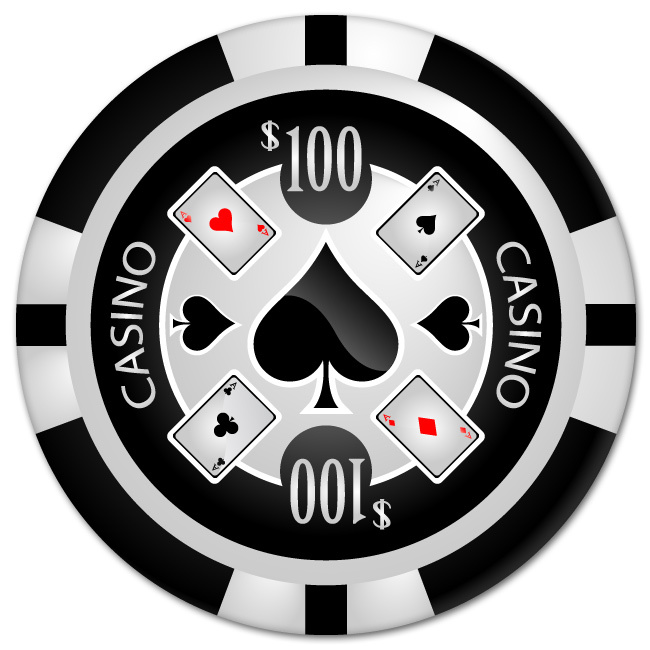 Poker Chip Lucky $100 car bumper sticker 4" x 4"