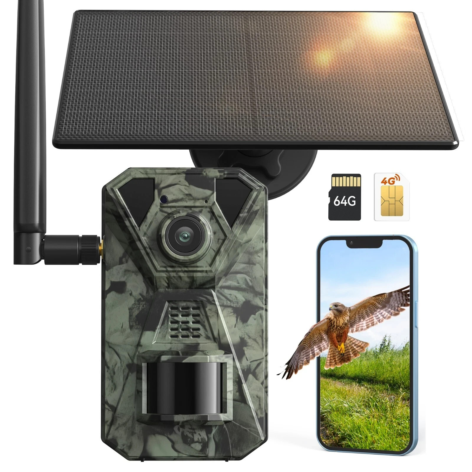 4G LTE Cellular Trail Camera with Auto Tracking 4K Solar Powered Night Vision